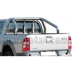 ROLL BAR INOX DOUBLE TUBE 76 FORD RANGER 2007- (fixation bord benne)