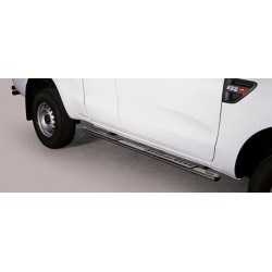 TUBES MARCHE PIEDS OVALE INOX DESIGN FORD RANGER 2012- SUPER CABINE - accessoires 4x4