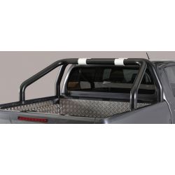 ROLL BAR INOX THERMOLAQUE NOIR DOUBLE TUBES D.76 TOYOTA HI-LUX 2016- DOUBLE CAB.