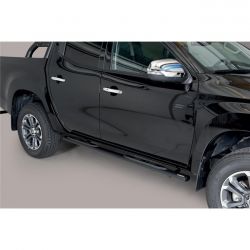 TUBES MARCHE PIEDS OVALE INOX NOIR MITSUBISHI L200 DC 2019- accessoires 4x4 MISUTONIDA